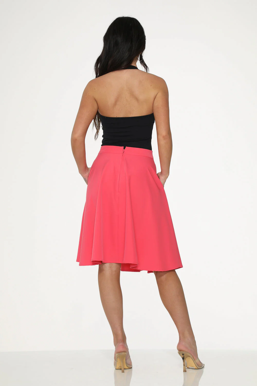 Hot Pink Black Embroidered Poodle Swing Skirt - Olabens