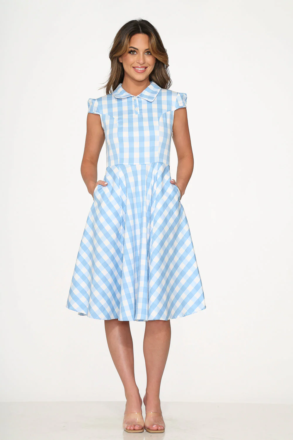 Blue Checkmate Swing Dress - Olabens