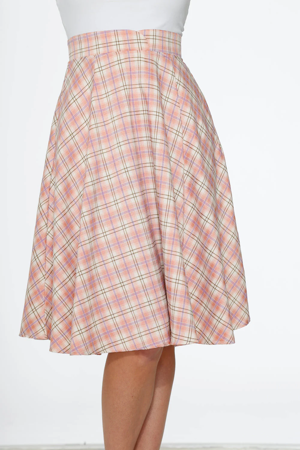 Pink Plaid Swing Skirt - Olabens