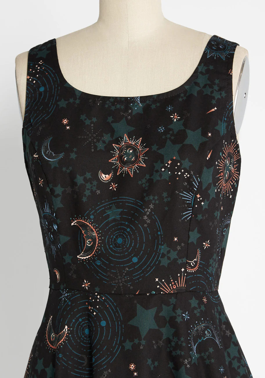 Celestial Swirl Skater Dress - Olabens