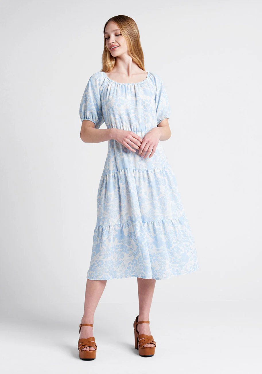 Bloom Wildly Tiered Midi Dress - Olabens