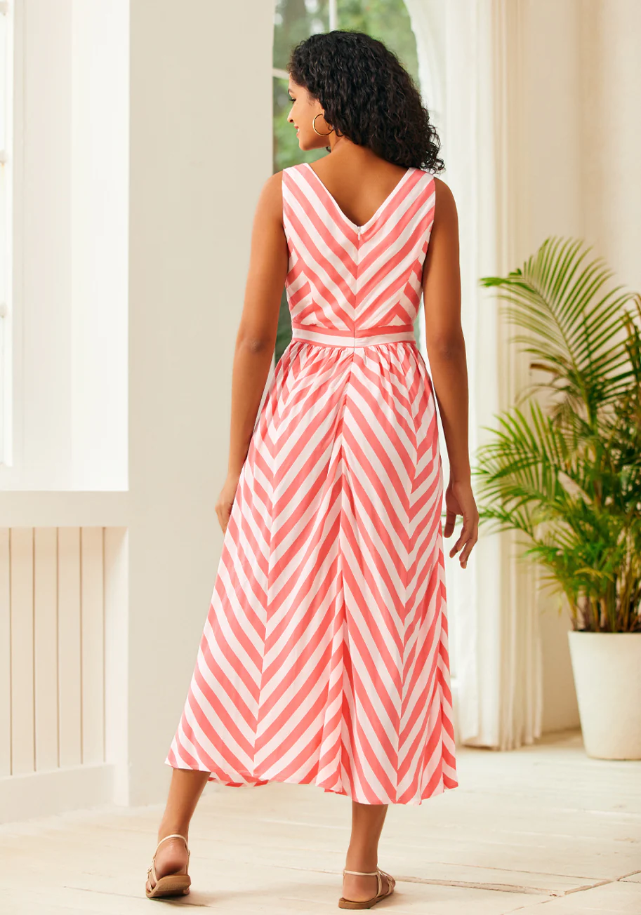 Sunbeam Striped Midi Dress - Olabens