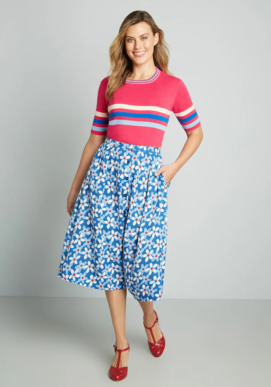 Free To Flourish Midi Skirt - Olabens