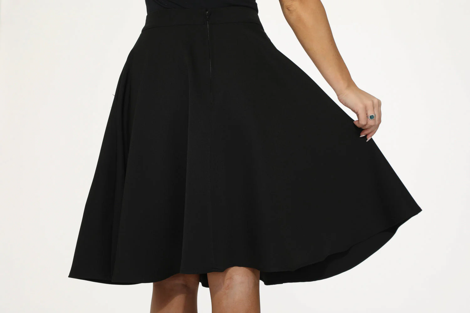 Black Hot Pink Embroidered Poodle Swing Skirt - Olabens