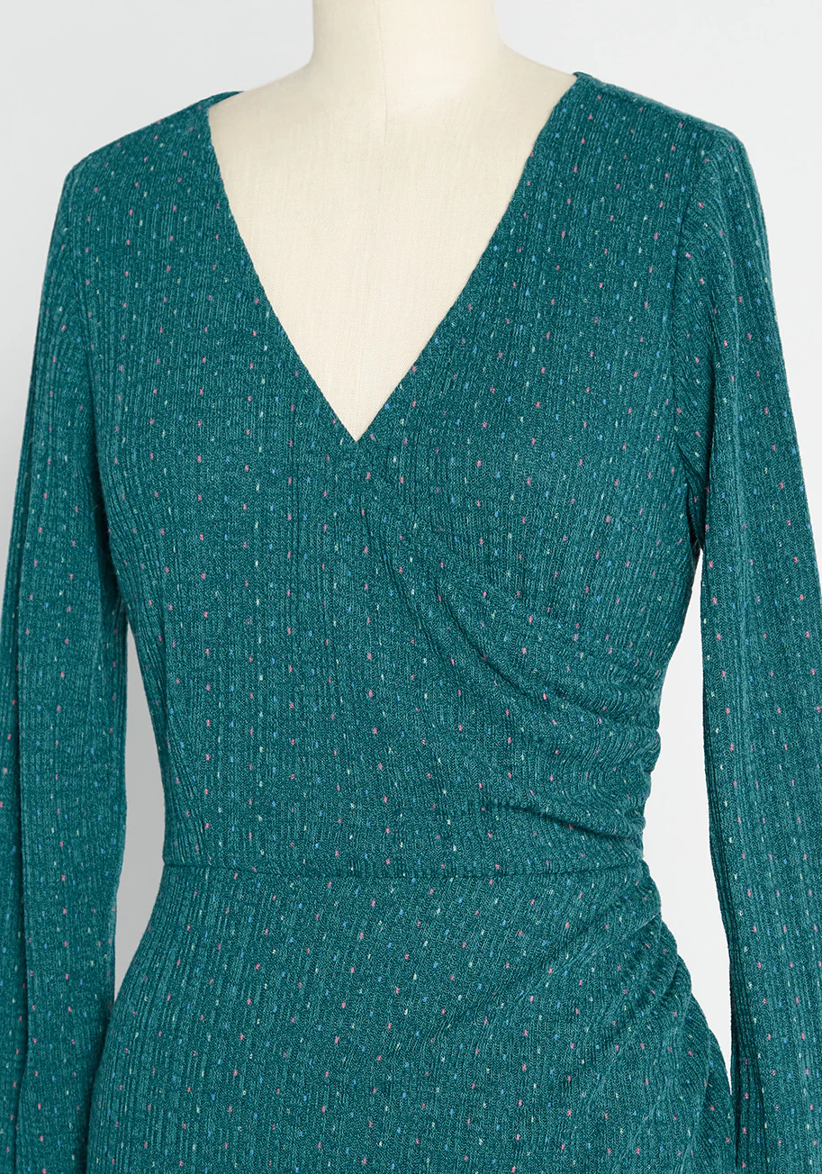 Knit on the Town Faux-Wrap Dress - Olabens
