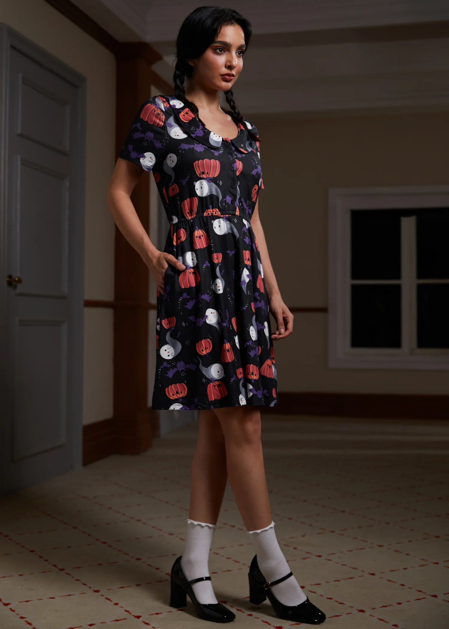 Sweet Shiver of Collared Dress - Olabens