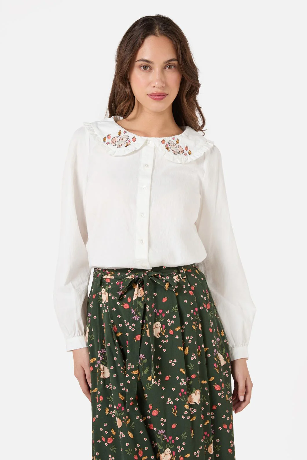 Rabbit Embroidered Blouse - Olabens