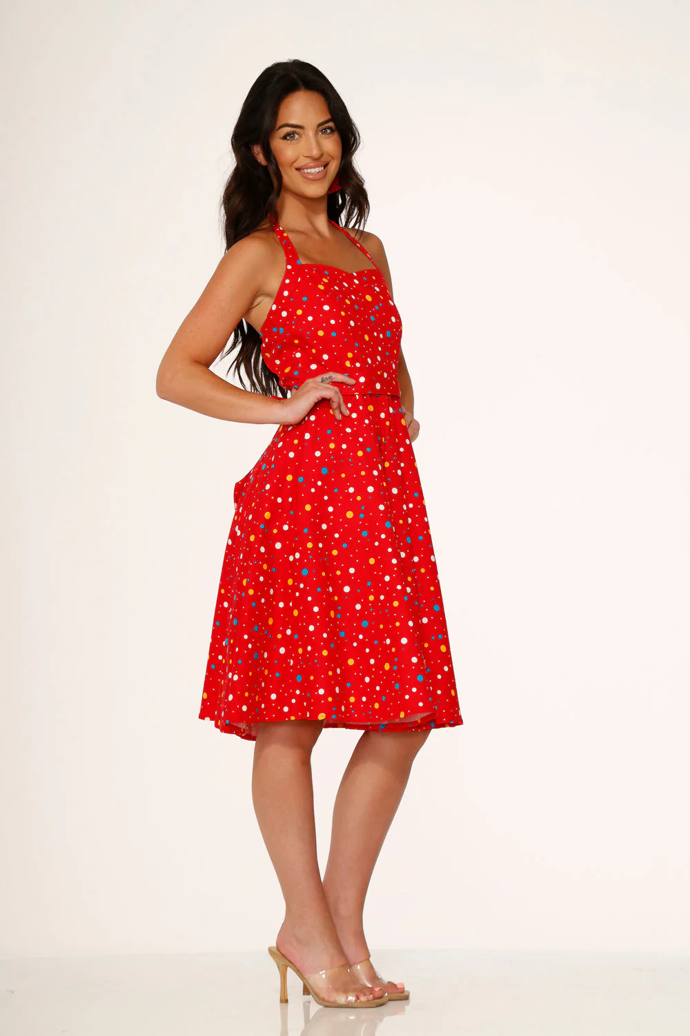 Red Candy Halter Swing Dress - Olabens