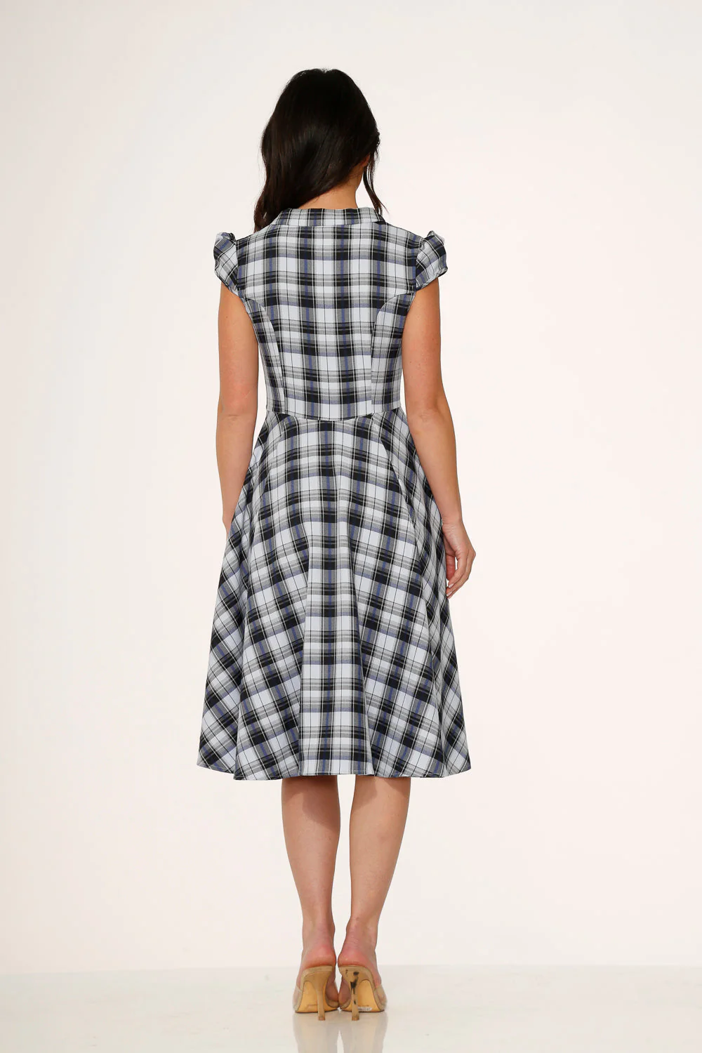 Blue Plaid Swing Dress - Olabens