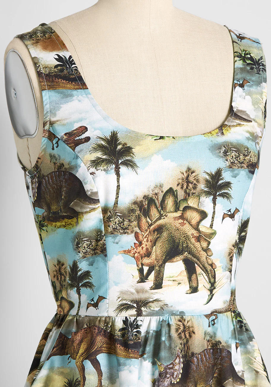 Prehistoric Presentation Fit and Flare Dress - Olabens