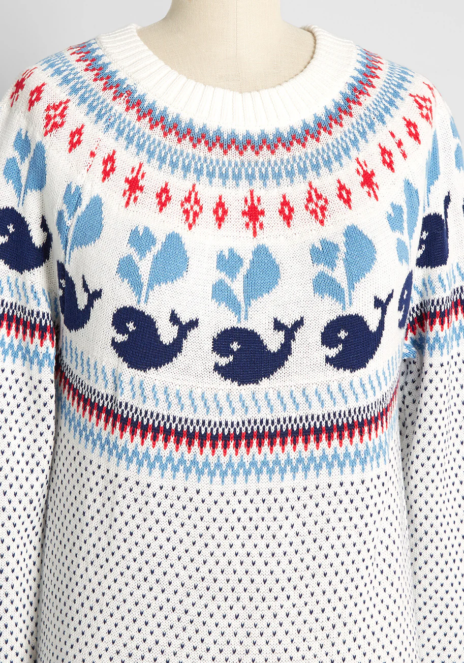 Sailing With Whales Fair Isle Sweater - Olabens