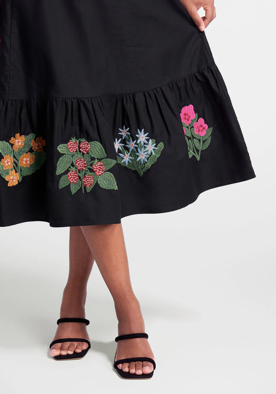 Bloom With A View Embroidered Midi Dress - Olabens