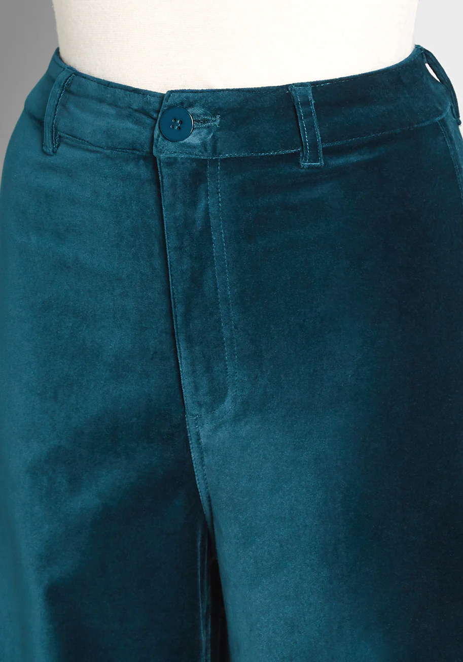 The 'Teal' Deal Velvet Wide-Leg Pants - Olabens