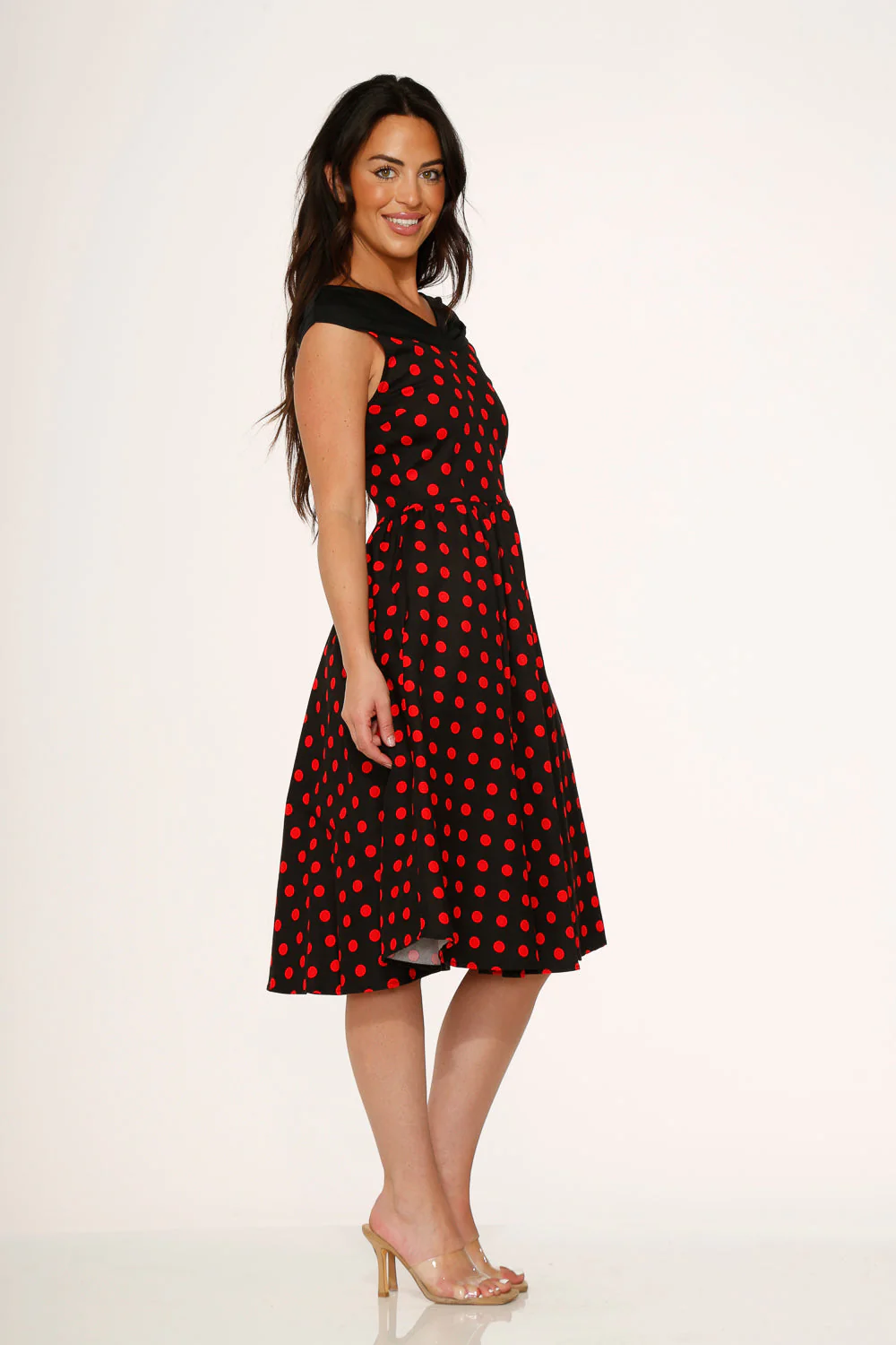 Black & Red Polka Dot Swing Dress - Olabens