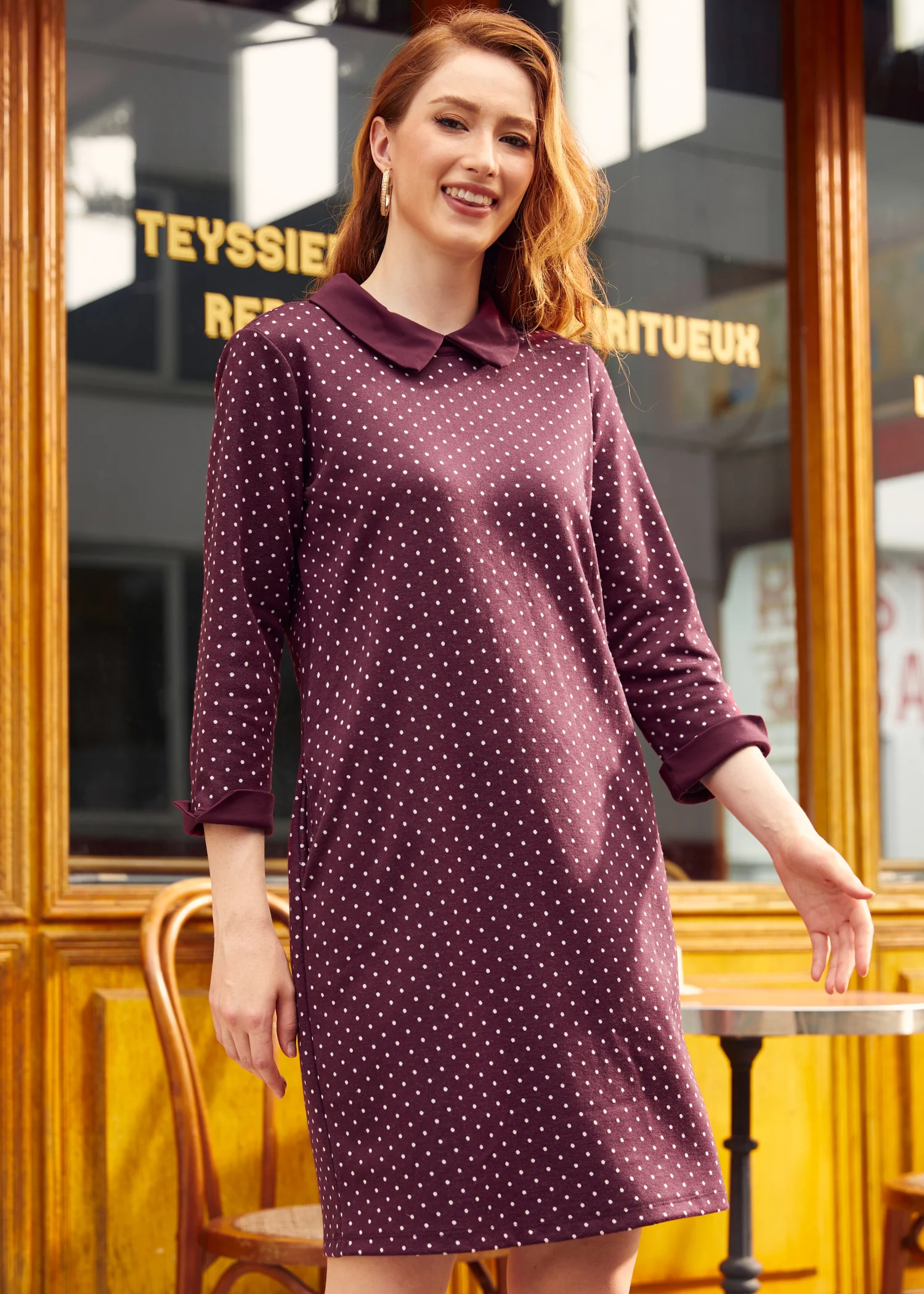 Burn After Reading Collared Shift Dress - Olabens