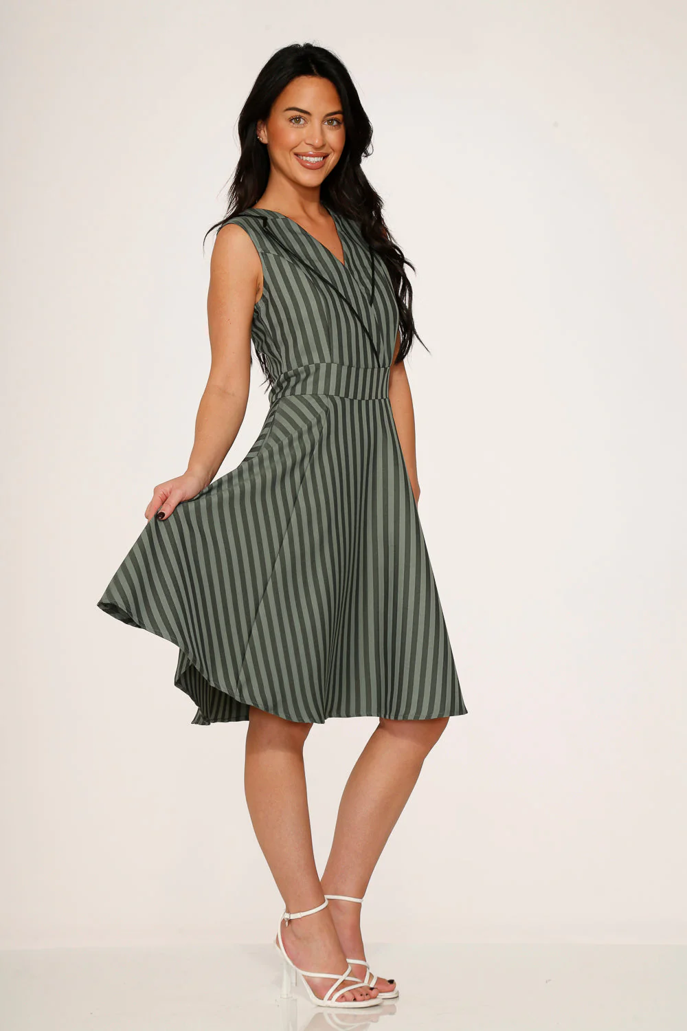 Olive Stripe Swing Dress - Olabens