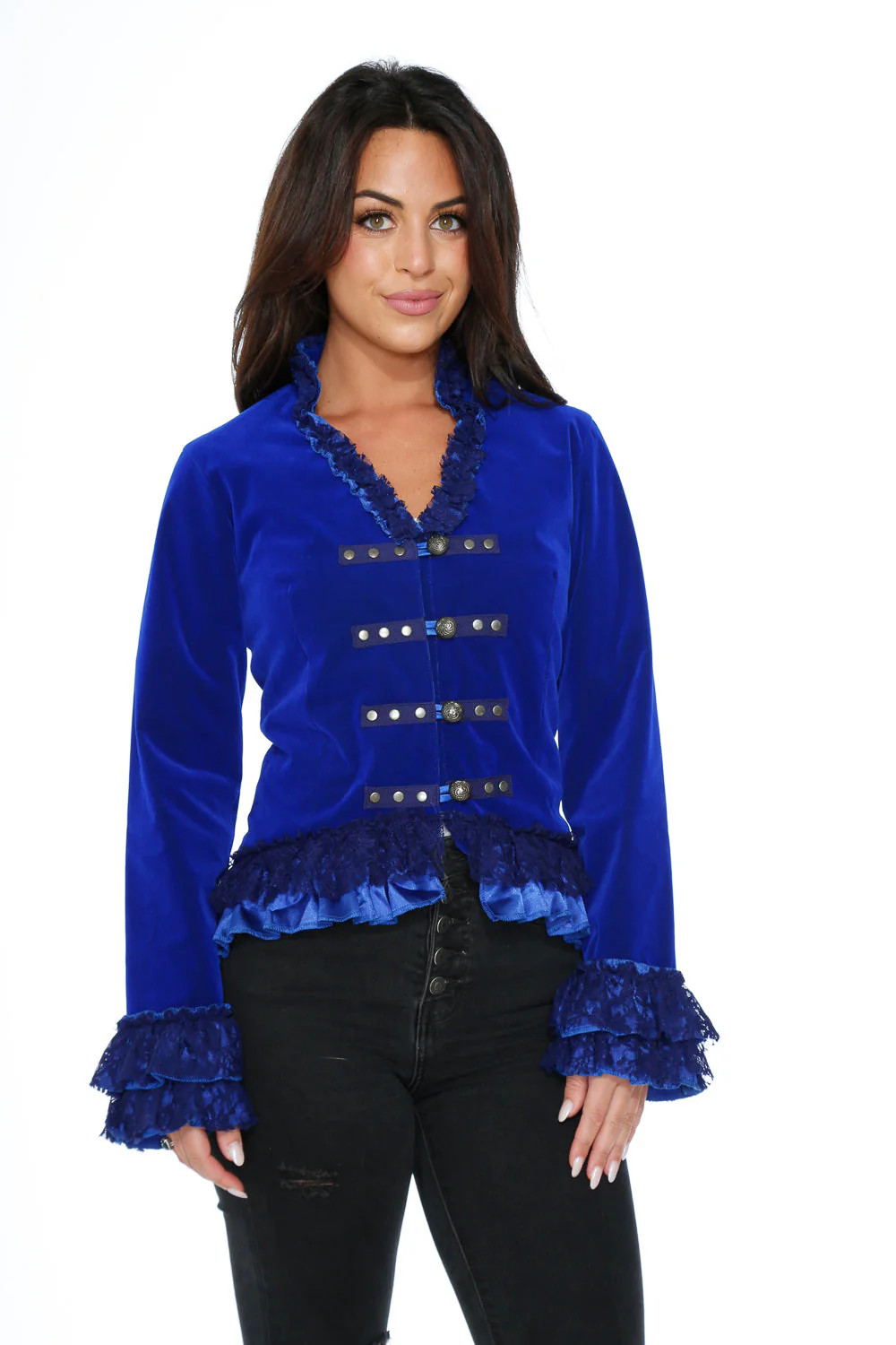 Blue Velvet Gloria Tailed Jacket - Olabens