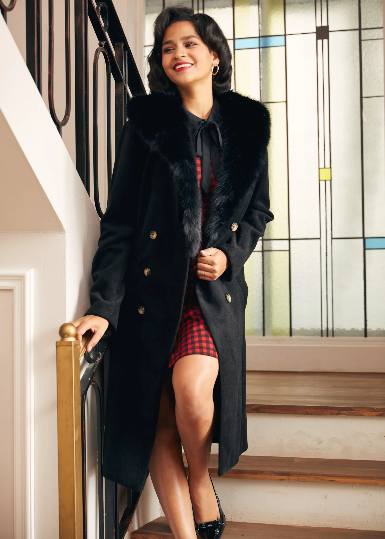 Elegance Reimagined Fur Trim Coat - Olabens