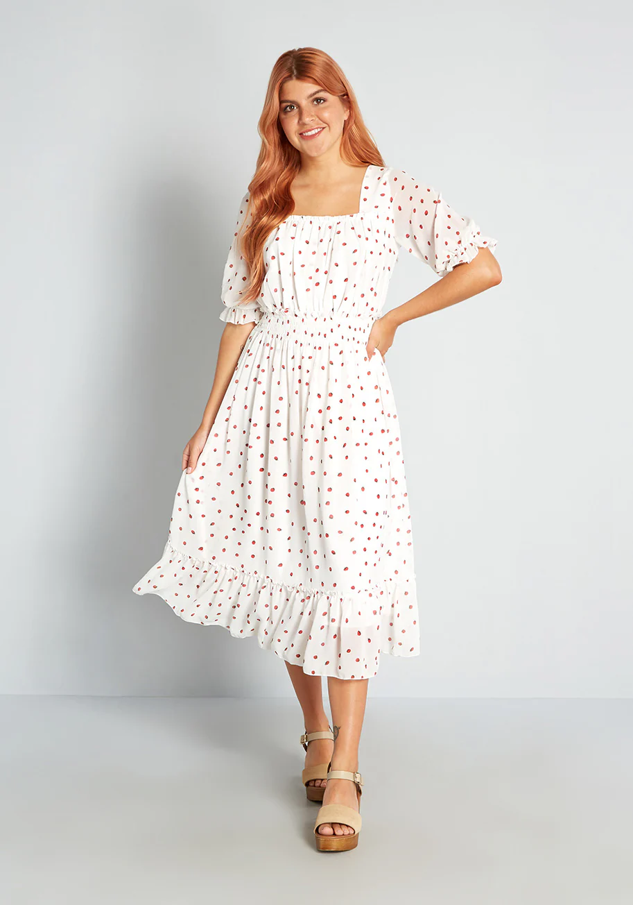 Sweet Days on Strawberry Hill Midi Dress - Olabens