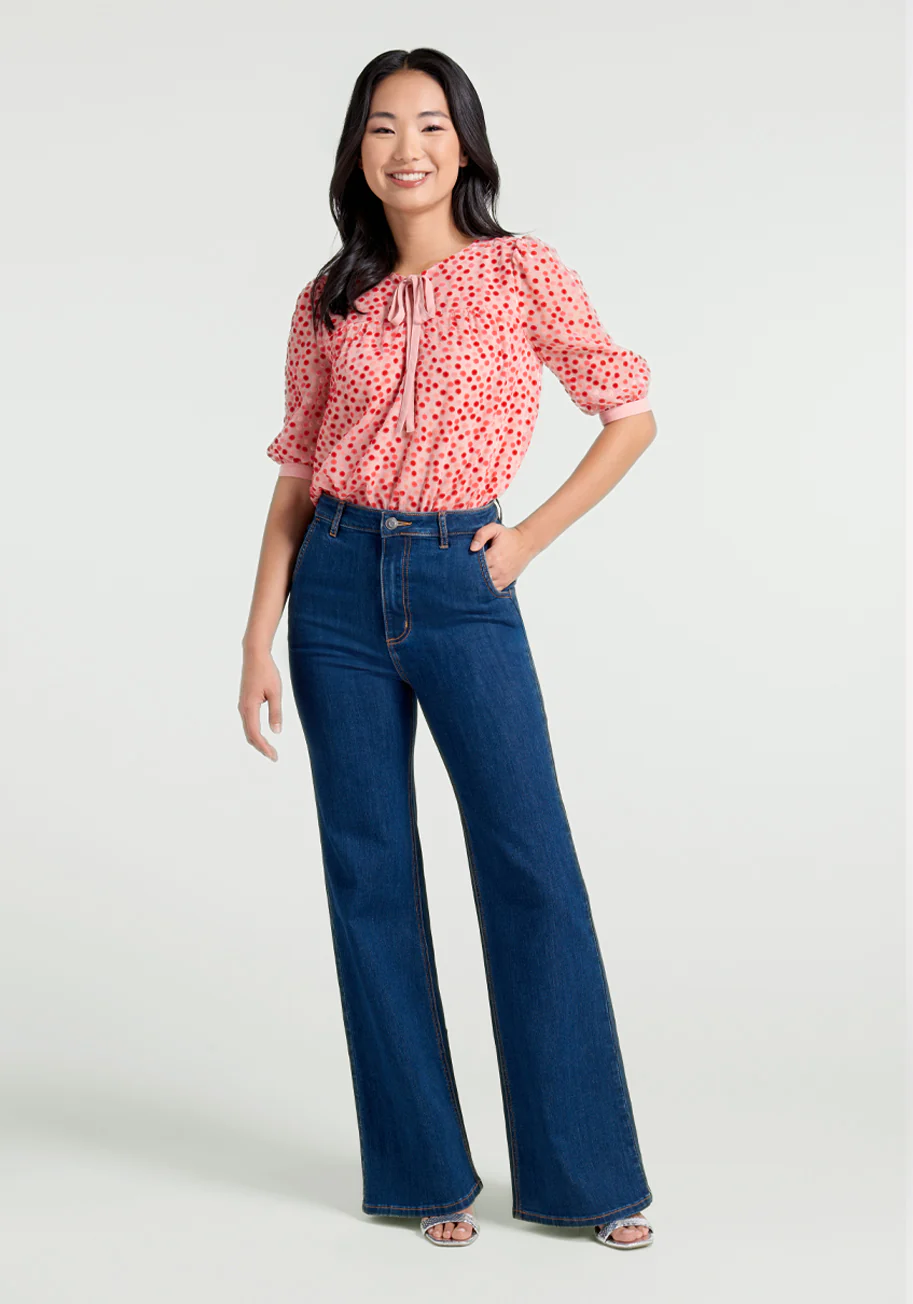 Confetti Confection Tie-Neck Blouse - Olabens