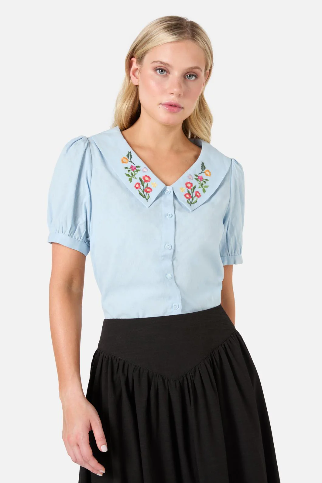 Lattice Embroidered Blouse - Olabens