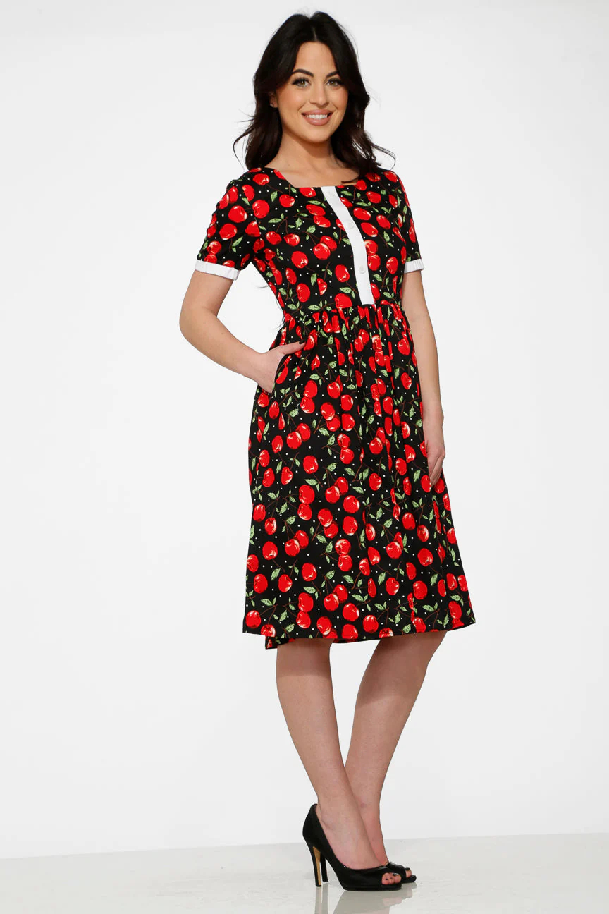 Black & Red Cherry Dress - Olabens