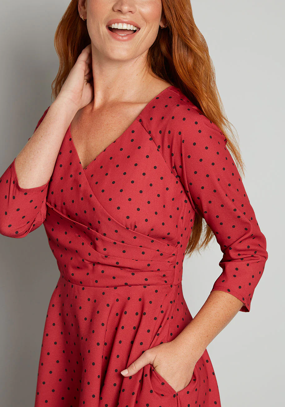 Smoking Hot In Polka Dot Swing Dress - Olabens