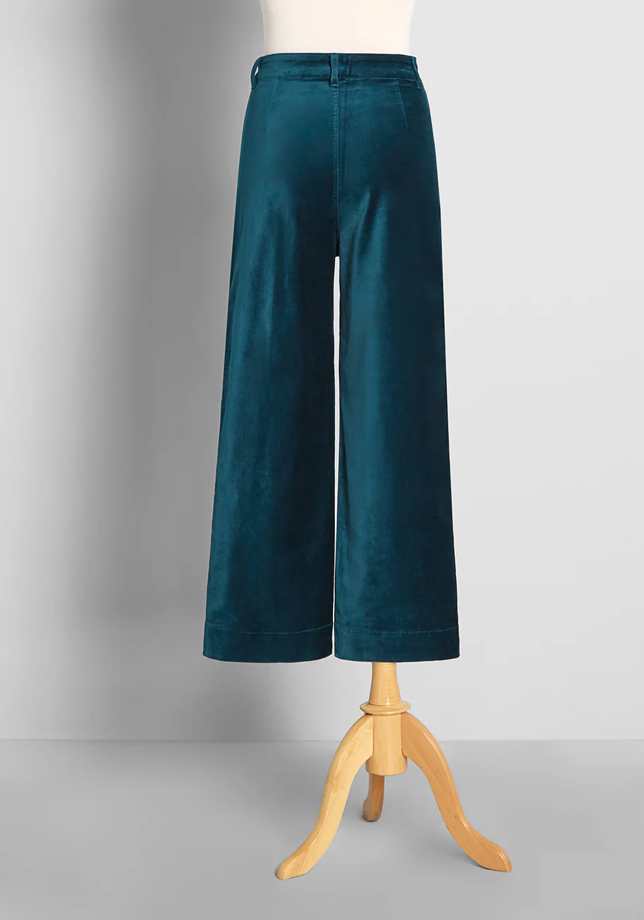 The 'Teal' Deal Velvet Wide-Leg Pants - Olabens