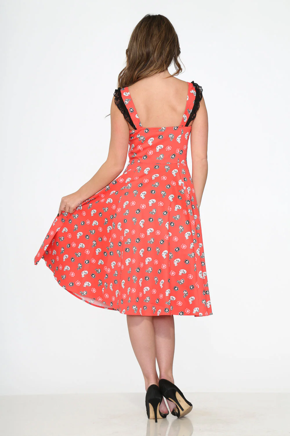 Red Skulls Swing Dress - Olabens