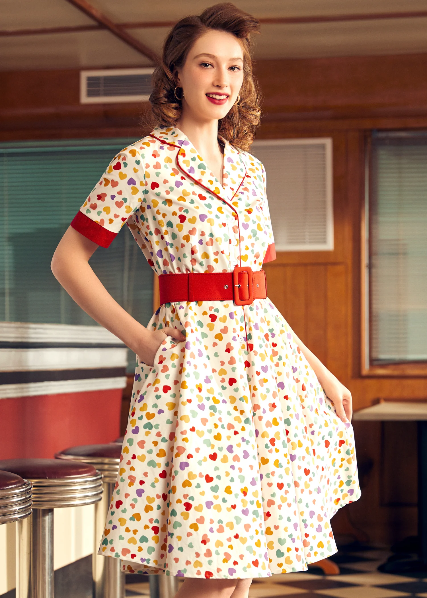Elegant Epoch Belted Shirtdress - Olabens