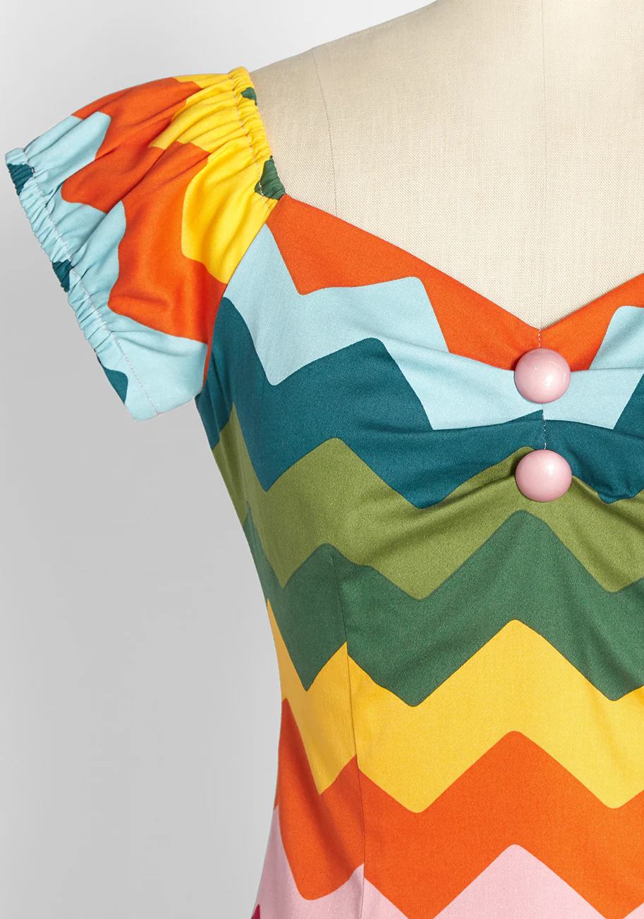Zagged a Little Rainbow Cap Sleeve Top - Olabens