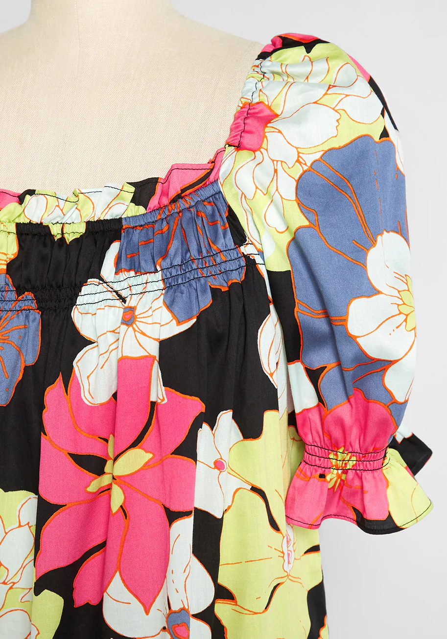Summertime Garden Stories Smocked Mini Dress - Olabens