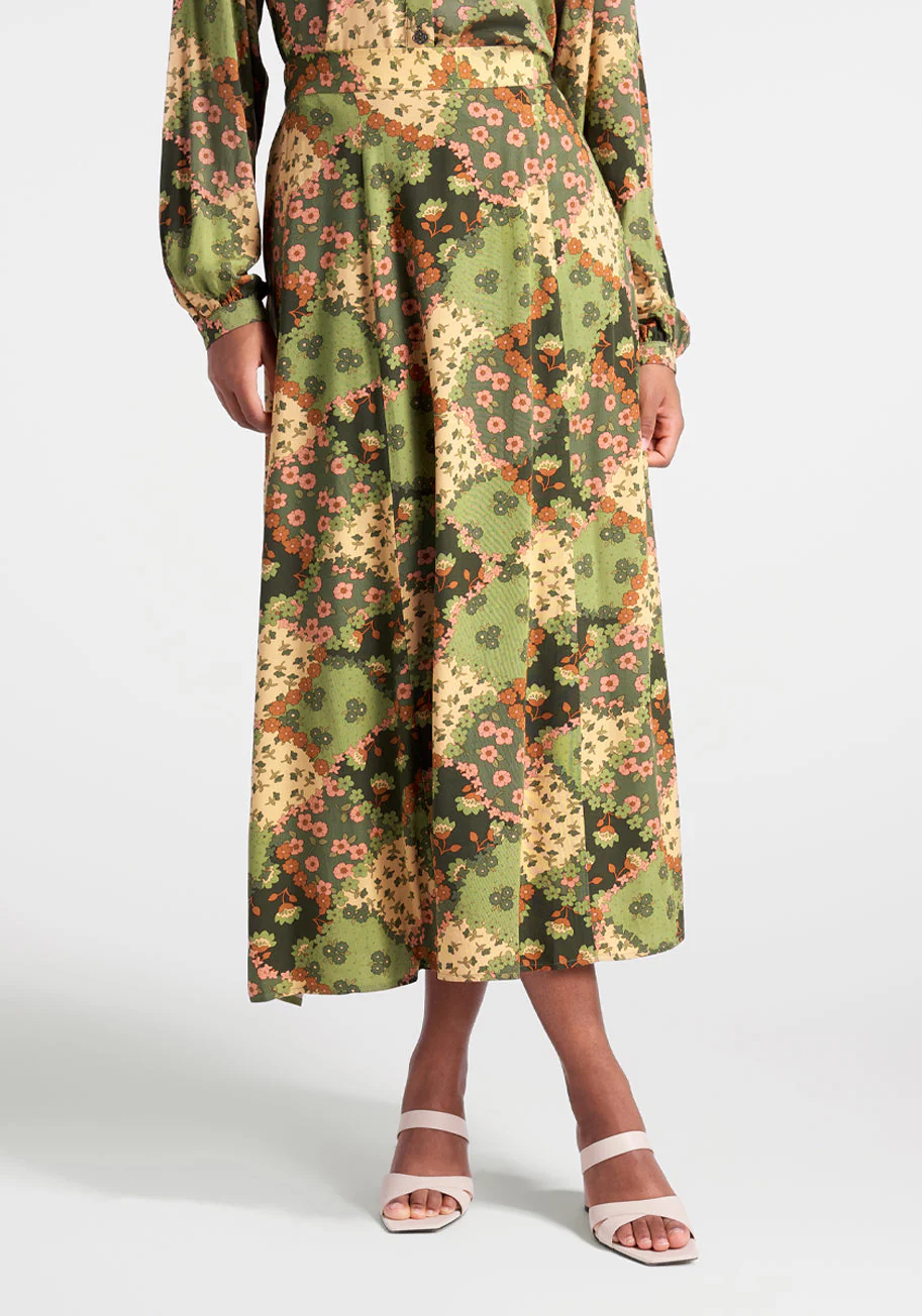 Garden Plot Twist Midi Skirt - Olabens