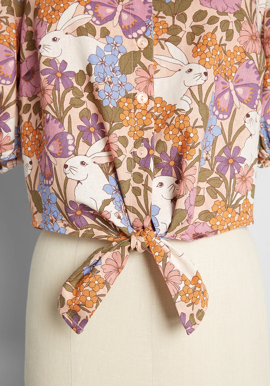 Sights Of Spring Tie-Waist Top - Olabens
