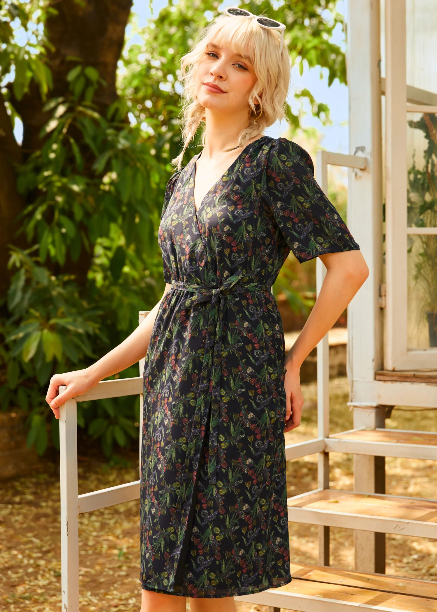 The Sunday Soir  e Faux Wrap Dress - Olabens
