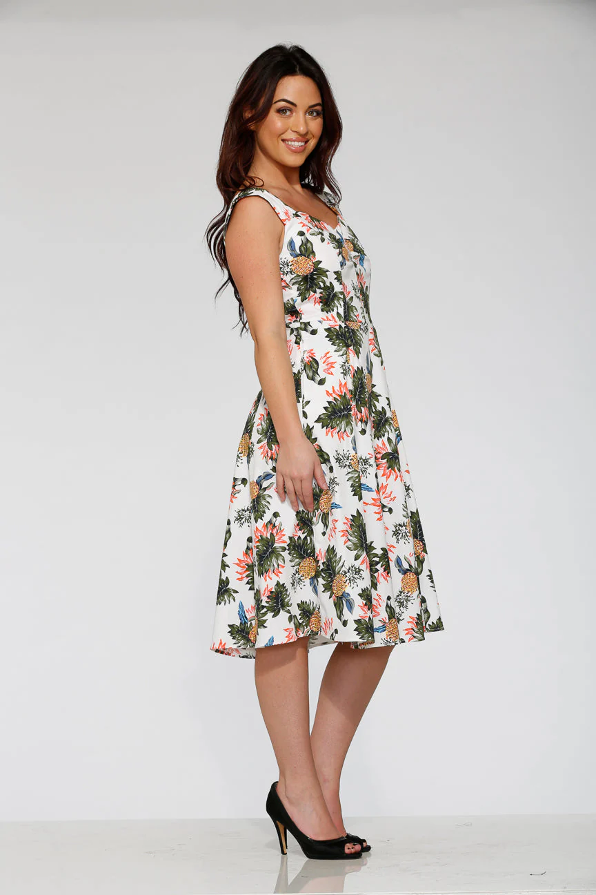 White Hawaiian Swing Dress - Olabens