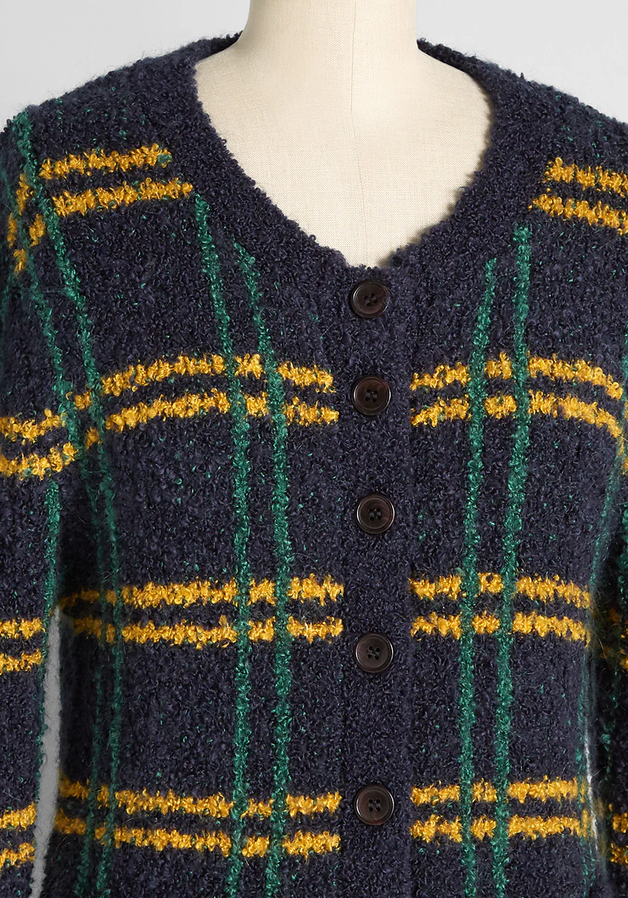 So Fab, So Plaid Boucl   Cardigan - Olabens
