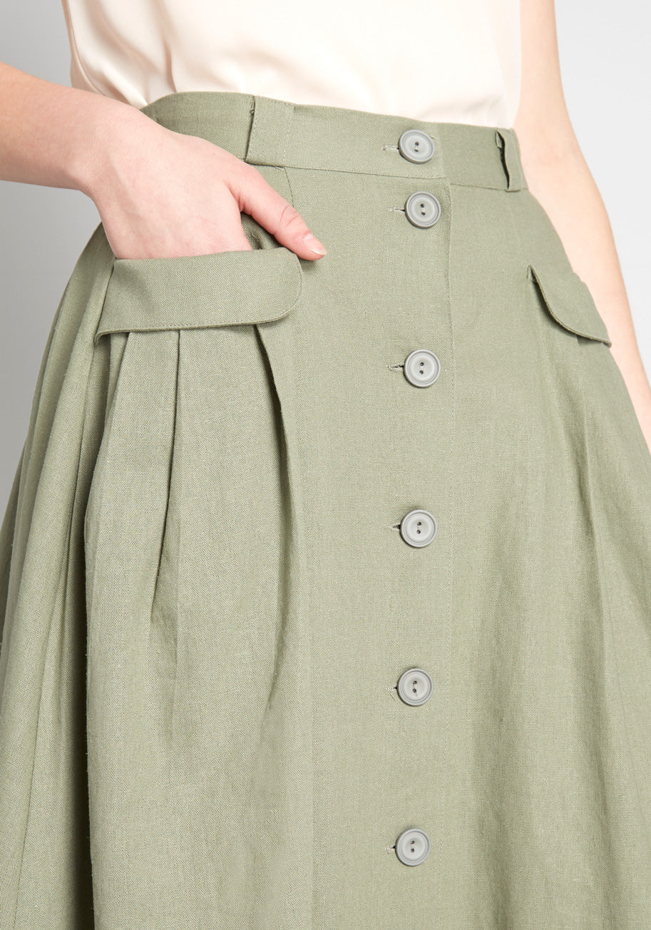 Effortless Feature Midi Skirt - Olabens