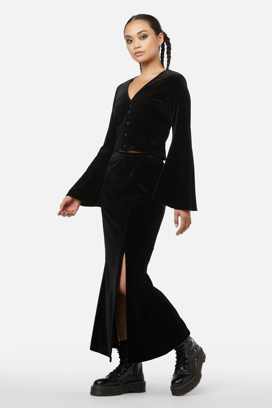Obsidian Velvet Flare Top - Olabens