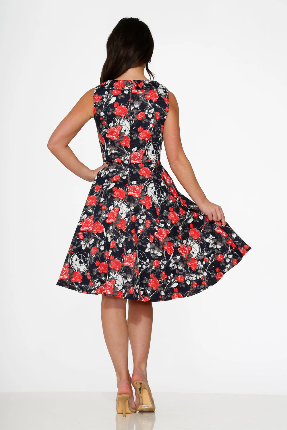 Navy Floral Swing Dress - Olabens