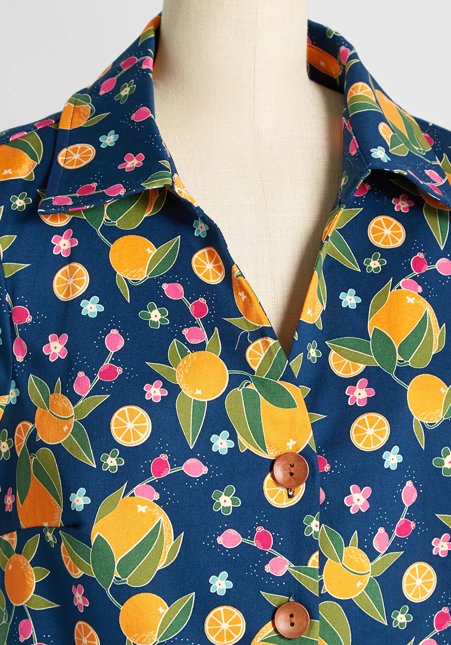 Orange Blossom Breezes Button-Up Top - Olabens