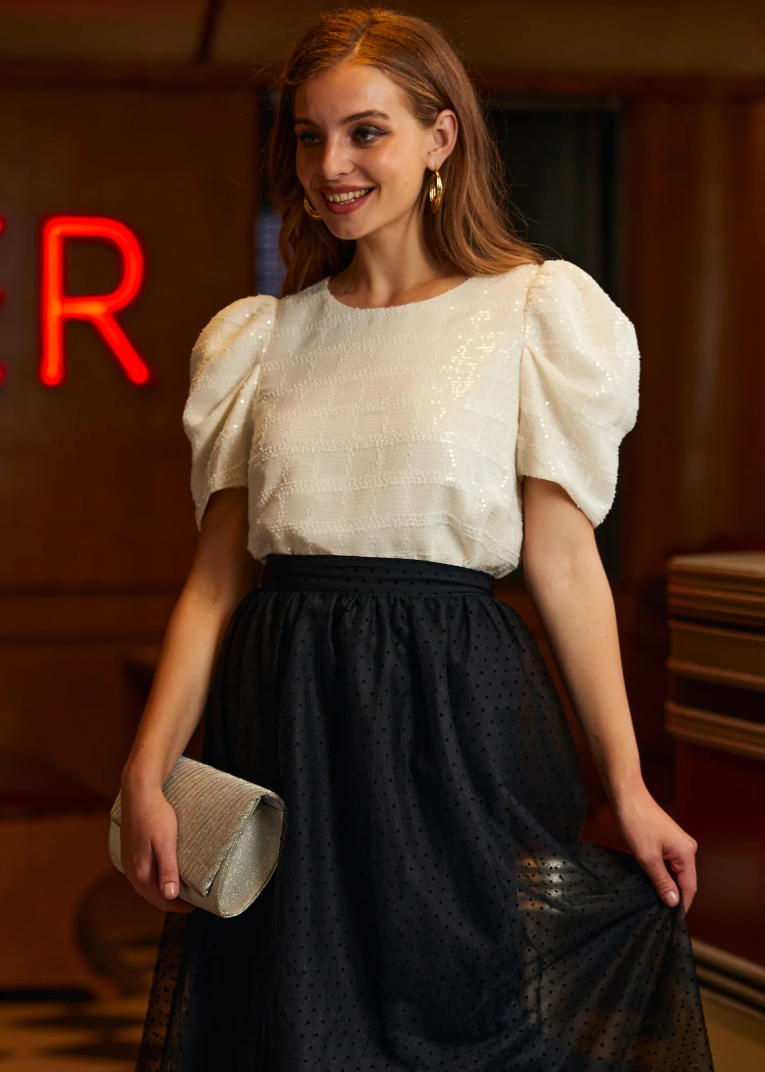 Festive Frolic Bubble Sleeve Crew - Olabens
