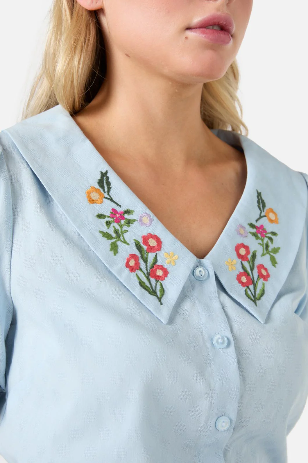 Lattice Embroidered Blouse - Olabens