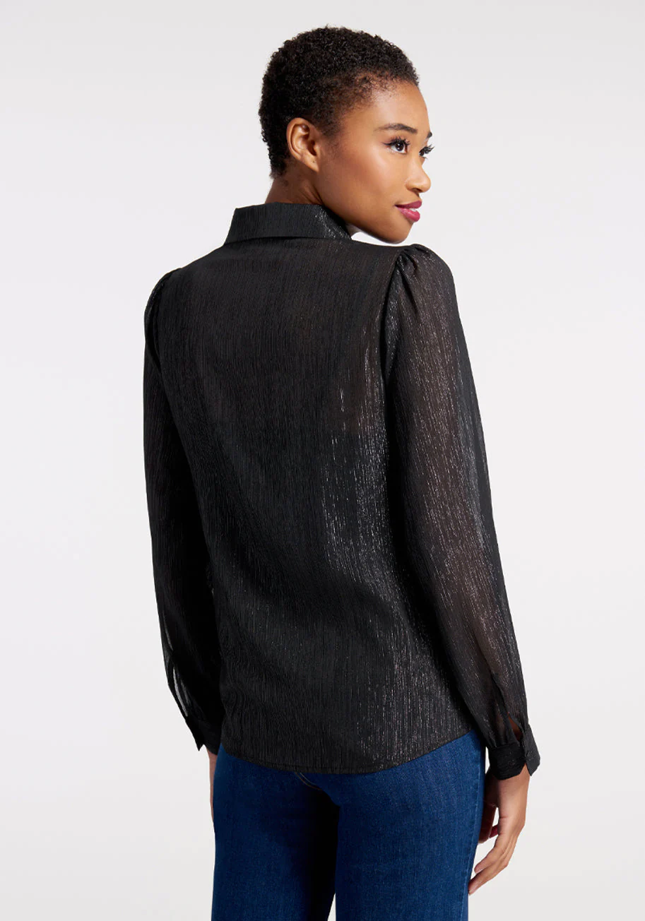 Shimmering Rainfall Button-Up Blouse - Olabens