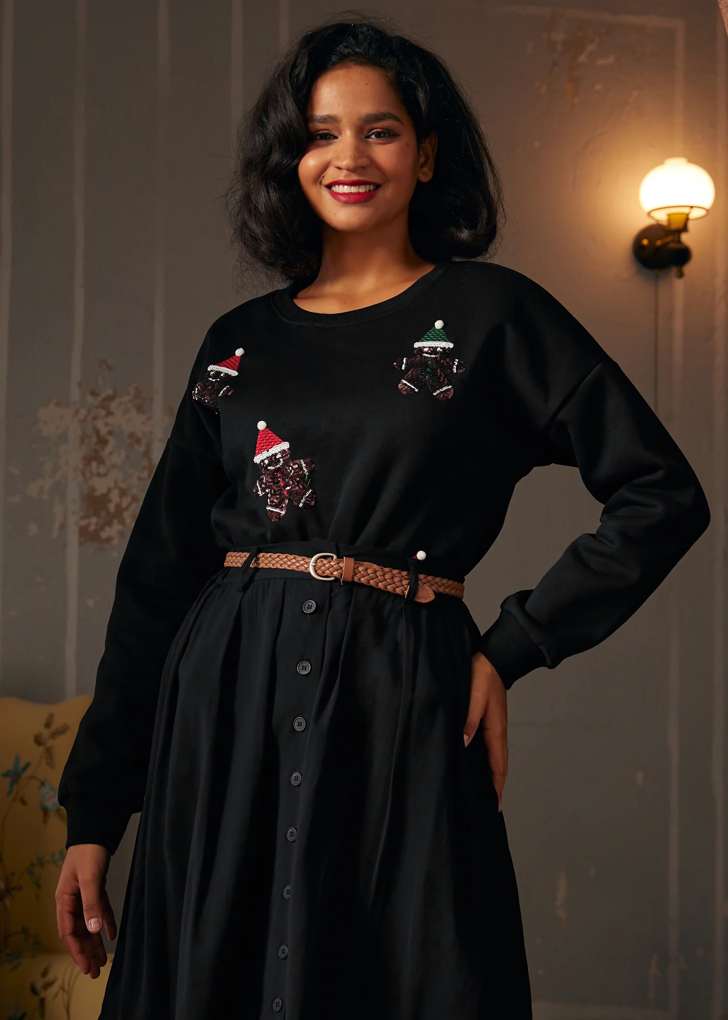 Whimsical Gingerbread Man Sweatshirt - Olabens