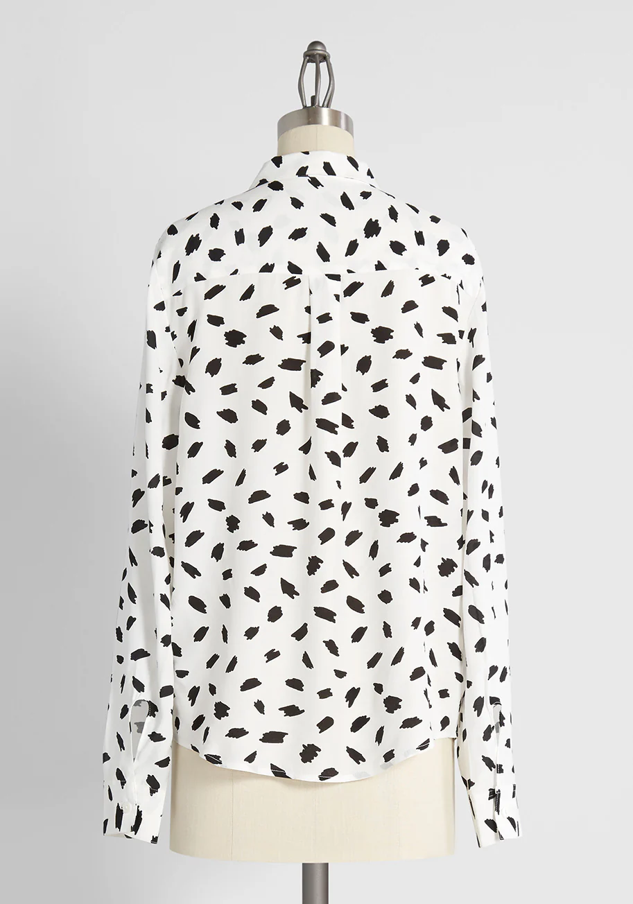 Stroked On Spots Button-Up Top - Olabens