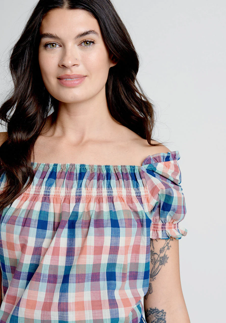 Smocked Crop Top Summer Madras - Olabens