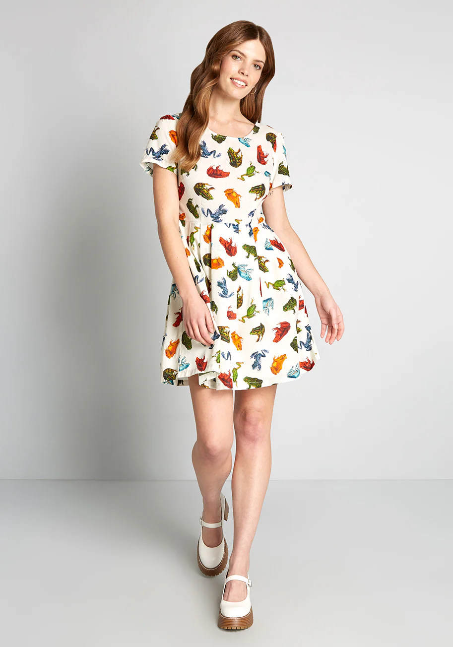 Trippy Tree Frogs Mini Dress - Olabens