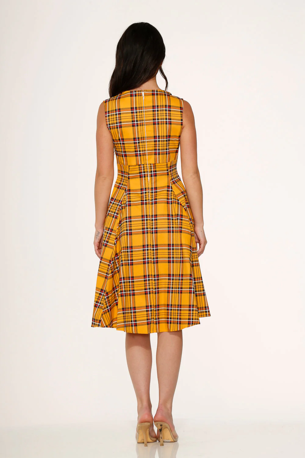 Yellow Plaid Swing Dress - Olabens