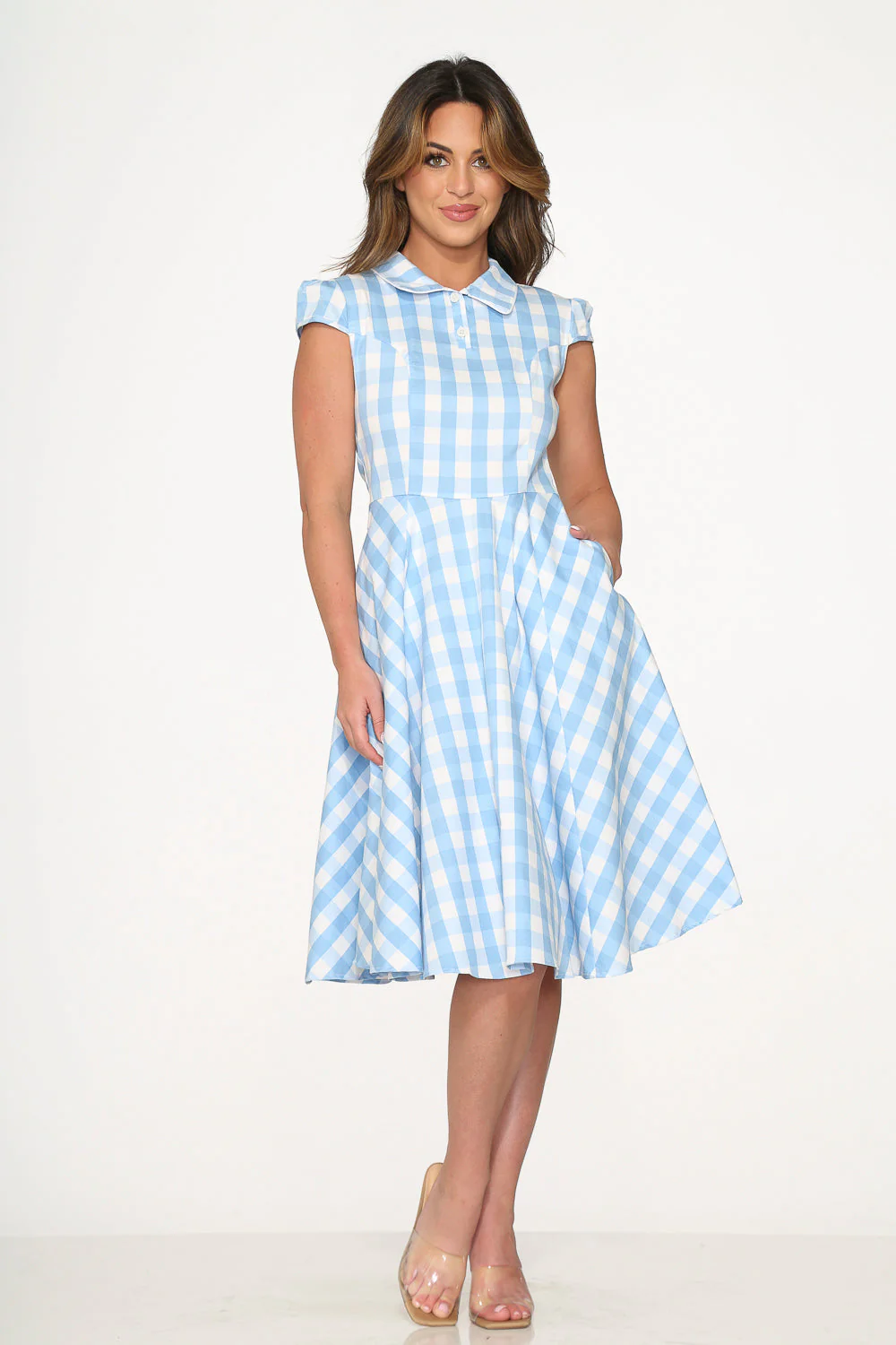Blue Checkmate Swing Dress - Olabens